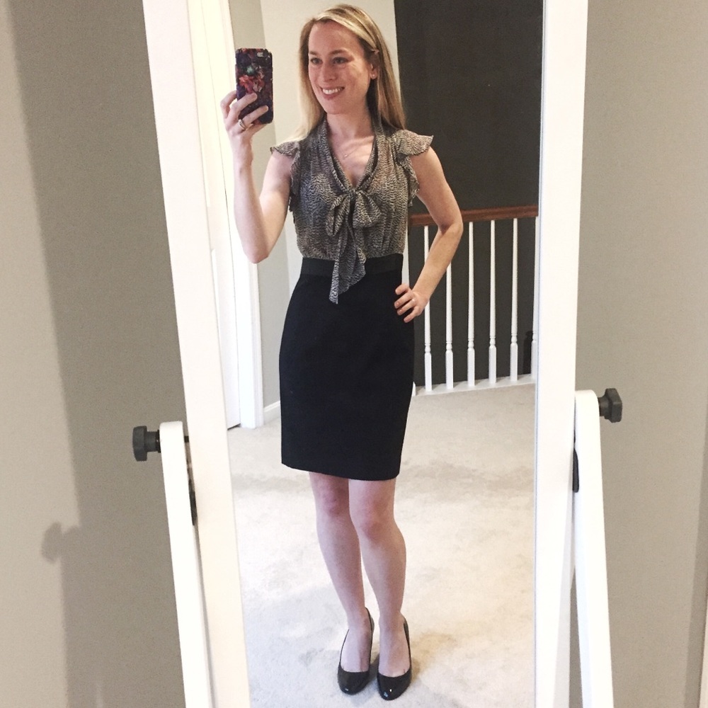 NWOT LOFT Scuba Dress Black/Gray 0P